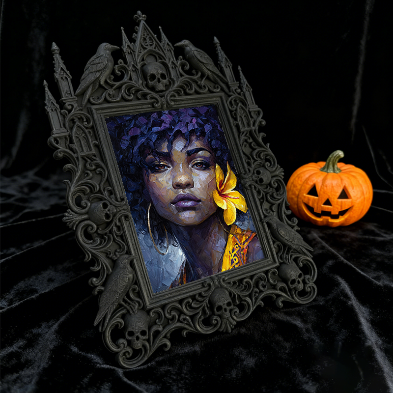 Gothic Dark-style Photo Frame | Witchy Home Apothecary Shelf Decor, Photo Ornament, Wall-mountable & Tabletop, Waterproof Plastic Frame