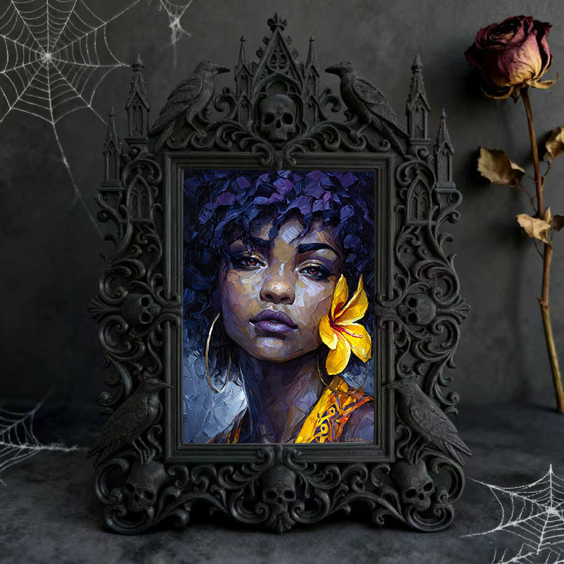 Gothic Dark-style Photo Frame | Witchy Home Apothecary Shelf Decor, Photo Ornament, Wall-mountable & Tabletop, Waterproof Plastic Frame