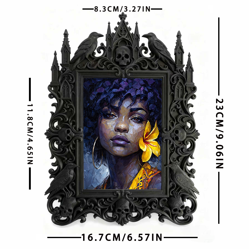 Gothic Dark-style Photo Frame | Witchy Home Apothecary Shelf Decor, Photo Ornament, Wall-mountable & Tabletop, Waterproof Plastic Frame