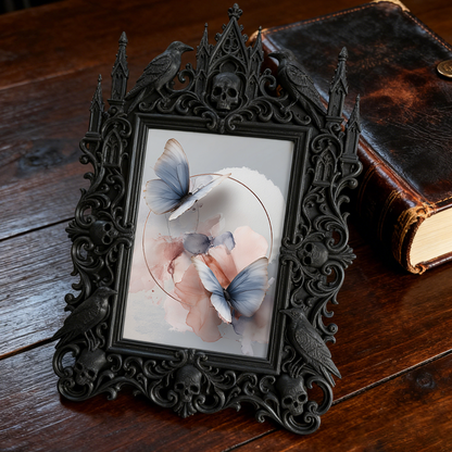 Gothic Dark-style Photo Frame | Black Metal Band Merch Booth Decor, Photo Ornament, Wall-mountable & Tabletop, Waterproof Plastic Frame