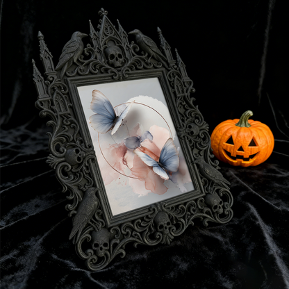 Gothic Dark-style Photo Frame | Black Metal Band Merch Booth Decor, Photo Ornament, Wall-mountable & Tabletop, Waterproof Plastic Frame
