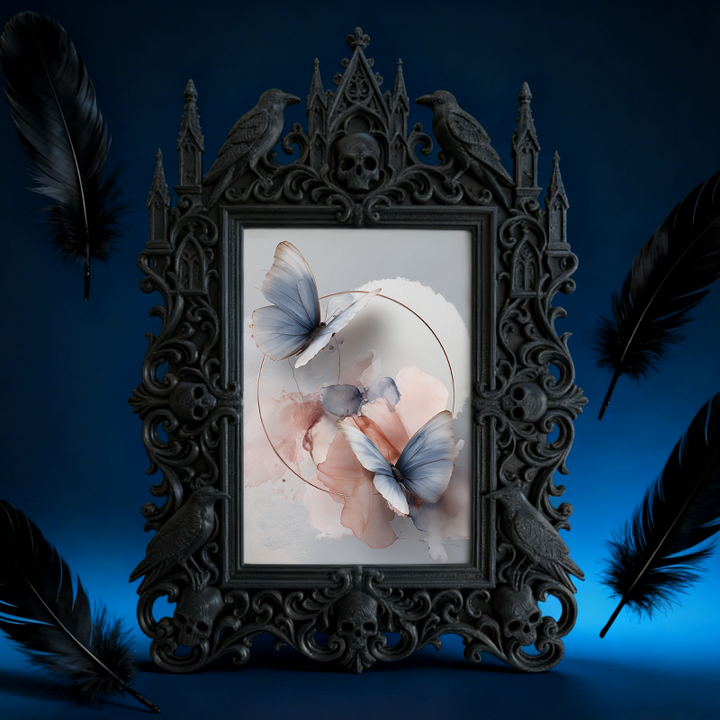 Gothic Dark-style Photo Frame | Black Metal Band Merch Booth Decor, Photo Ornament, Wall-mountable & Tabletop, Waterproof Plastic Frame