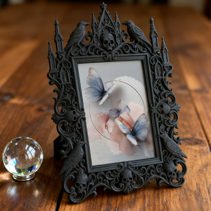 Gothic Dark-style Photo Frame | Black Metal Band Merch Booth Decor, Photo Ornament, Wall-mountable & Tabletop, Waterproof Plastic Frame