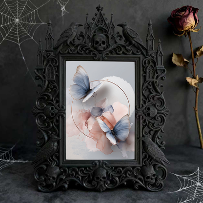 Gothic Dark-style Photo Frame | Black Metal Band Merch Booth Decor, Photo Ornament, Wall-mountable & Tabletop, Waterproof Plastic Frame