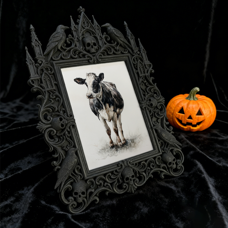 Gothic Dark-style Photo Frame | Dark Floral Wedding Reception Table Decor, Photo Ornament, Wall-mountable & Tabletop, Waterproof Plastic Fra