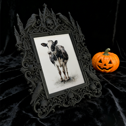 Gothic Dark-style Photo Frame | Dark Floral Wedding Reception Table Decor, Photo Ornament, Wall-mountable & Tabletop, Waterproof Plastic Fra