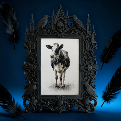 Gothic Dark-style Photo Frame | Dark Floral Wedding Reception Table Decor, Photo Ornament, Wall-mountable & Tabletop, Waterproof Plastic Fra