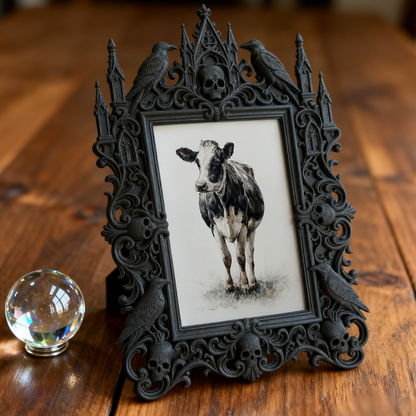 Gothic Dark-style Photo Frame | Dark Floral Wedding Reception Table Decor, Photo Ornament, Wall-mountable & Tabletop, Waterproof Plastic Fra