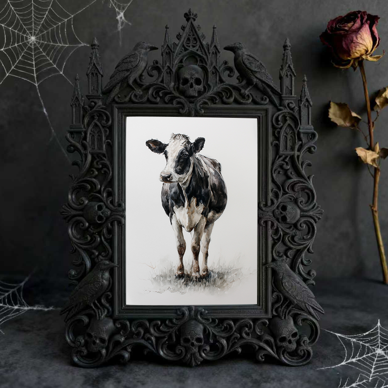 Gothic Dark-style Photo Frame | Dark Floral Wedding Reception Table Decor, Photo Ornament, Wall-mountable & Tabletop, Waterproof Plastic Fra
