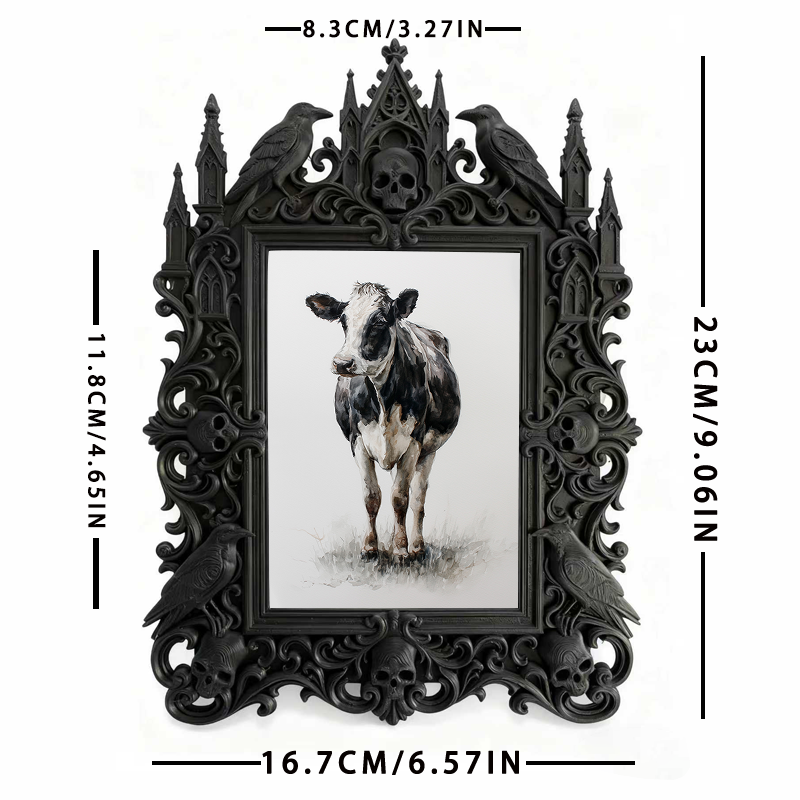 Gothic Dark-style Photo Frame | Dark Floral Wedding Reception Table Decor, Photo Ornament, Wall-mountable & Tabletop, Waterproof Plastic Fra