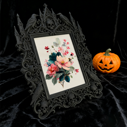 Gothic Dark-style Photo Frame | Retro Horror Movie Night Viewing Corner Decor, Photo Ornament, Wall-mountable & Tabletop, Waterproof Plastic