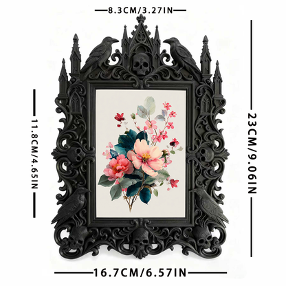 Gothic Dark-style Photo Frame | Retro Horror Movie Night Viewing Corner Decor, Photo Ornament, Wall-mountable & Tabletop, Waterproof Plastic