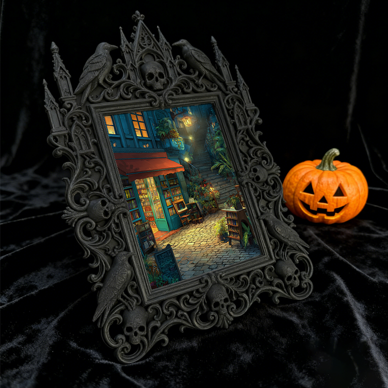 Gothic Dark-style Photo Frame | Gothic Pet Portrait Display Corner Decor, Photo Ornament, Wall-mountable & Tabletop, Waterproof Plastic Fram