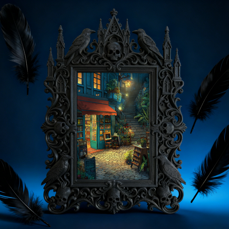 Gothic Dark-style Photo Frame | Gothic Pet Portrait Display Corner Decor, Photo Ornament, Wall-mountable & Tabletop, Waterproof Plastic Fram