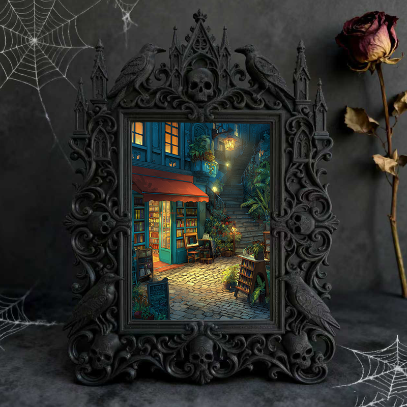 Gothic Dark-style Photo Frame | Gothic Pet Portrait Display Corner Decor, Photo Ornament, Wall-mountable & Tabletop, Waterproof Plastic Fram