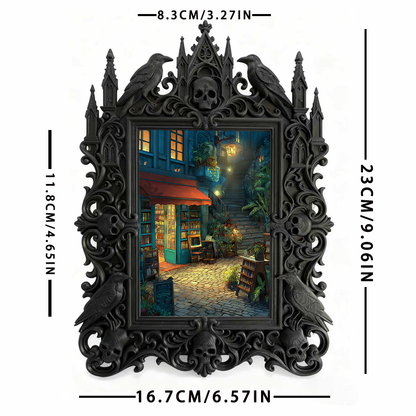 Gothic Dark-style Photo Frame | Gothic Pet Portrait Display Corner Decor, Photo Ornament, Wall-mountable & Tabletop, Waterproof Plastic Fram