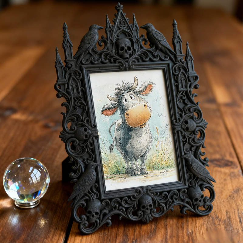 Gothic Dark-style Photo Frame | Handmade Gothic Jewelry Pop-up Shop Decor, Photo Ornament, Wall-mountable & Tabletop, Waterproof Plastic Fra