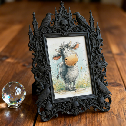 Gothic Dark-style Photo Frame | Handmade Gothic Jewelry Pop-up Shop Decor, Photo Ornament, Wall-mountable & Tabletop, Waterproof Plastic Fra