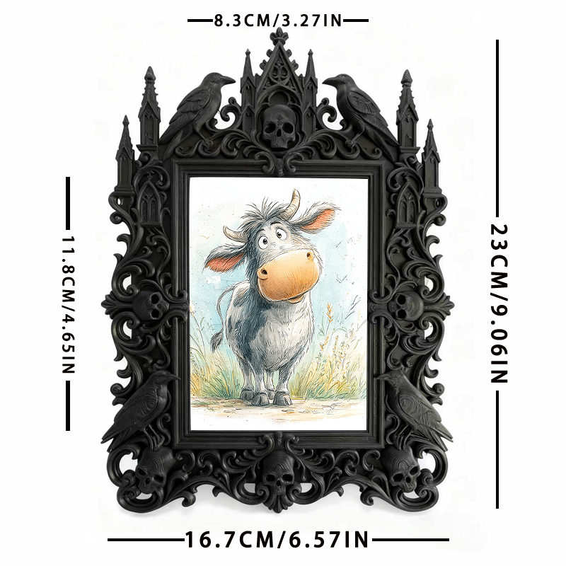 Gothic Dark-style Photo Frame | Handmade Gothic Jewelry Pop-up Shop Decor, Photo Ornament, Wall-mountable & Tabletop, Waterproof Plastic Fra