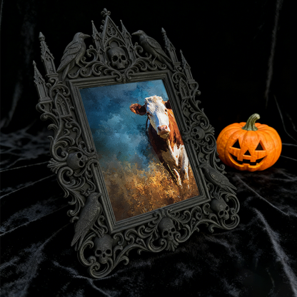 Gothic Dark-style Photo Frame | LARP Vampire Castle Scene Decor, Photo Ornament, Wall-mountable & Tabletop, Waterproof Plastic Frame