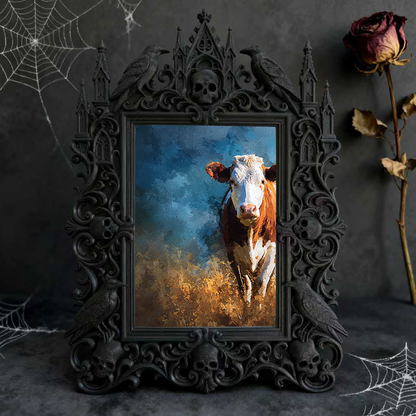 Gothic Dark-style Photo Frame | LARP Vampire Castle Scene Decor, Photo Ornament, Wall-mountable & Tabletop, Waterproof Plastic Frame