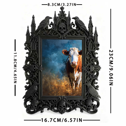 Gothic Dark-style Photo Frame | LARP Vampire Castle Scene Decor, Photo Ornament, Wall-mountable & Tabletop, Waterproof Plastic Frame