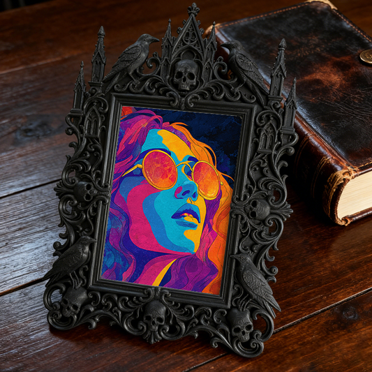 Gothic Dark-style Photo Frame | Dark-themed Escape Room Character Wall Decor, Photo Ornament, Wall-mountable & Tabletop, Waterproof Plastic 