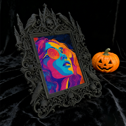 Gothic Dark-style Photo Frame | Dark-themed Escape Room Character Wall Decor, Photo Ornament, Wall-mountable & Tabletop, Waterproof Plastic 