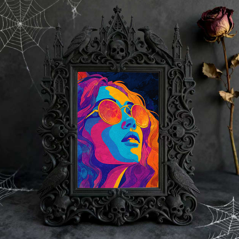 Gothic Dark-style Photo Frame | Dark-themed Escape Room Character Wall Decor, Photo Ornament, Wall-mountable & Tabletop, Waterproof Plastic 
