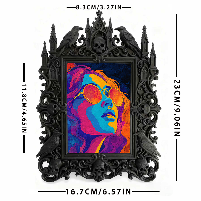 Gothic Dark-style Photo Frame | Dark-themed Escape Room Character Wall Decor, Photo Ornament, Wall-mountable & Tabletop, Waterproof Plastic 