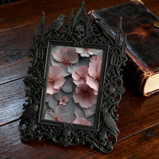 Gothic Dark-style Photo Frame | Vintage Typewriter Caf茅 Writing Corner Decor, Photo Ornament, Wall-mountable & Tabletop, Waterproof Plastic 