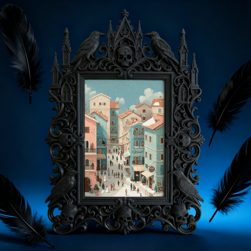 Gothic Dark-style Photo Frame | Haunted Hayride Ticket Booth Decor, Photo Ornament, Wall-mountable & Tabletop, Waterproof Plastic Frame