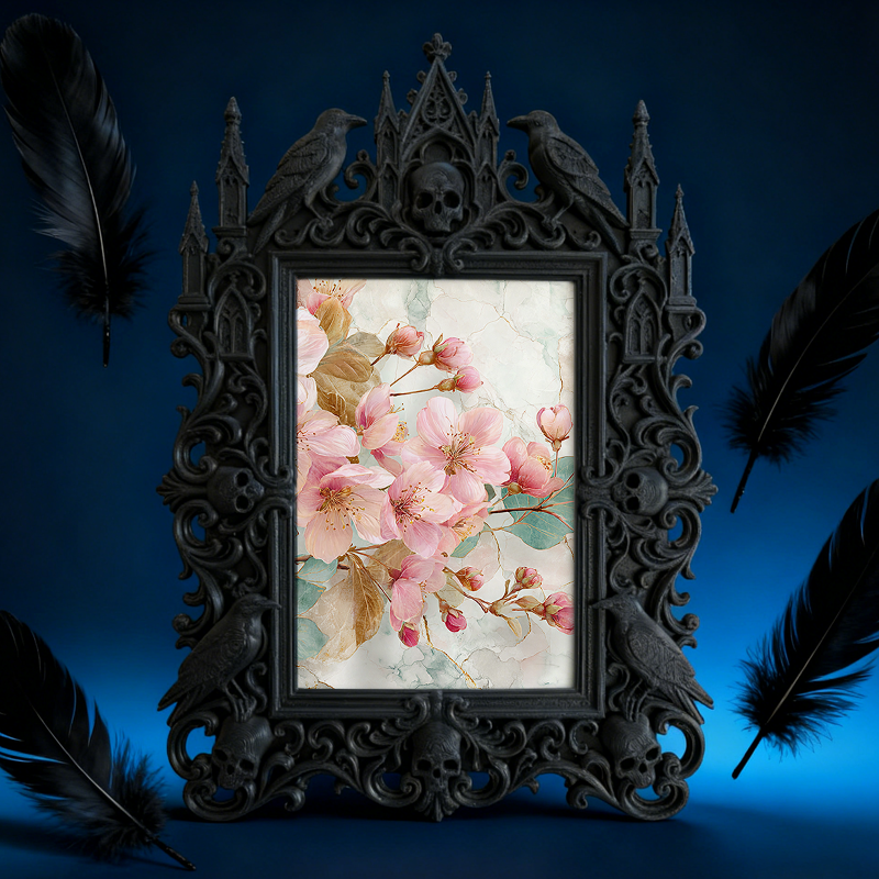 Gothic Dark-style Photo Frame | Dark Academia Library Study Carrel Decor, Photo Ornament, Wall-mountable & Tabletop, Waterproof Plastic Fram