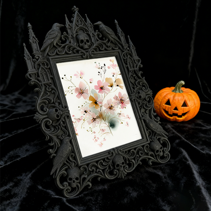 Gothic Dark-style Photo Frame | Gothic-themed Bakery Black Cake Display Decor, Photo Ornament, Wall-mountable & Tabletop, Waterproof Plastic