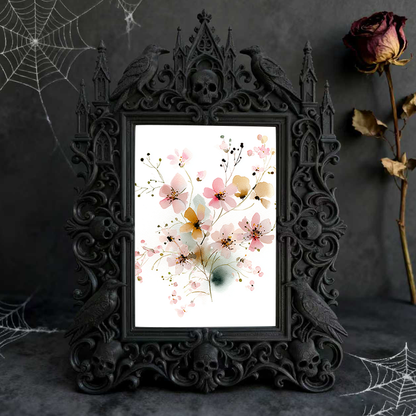 Gothic Dark-style Photo Frame | Gothic-themed Bakery Black Cake Display Decor, Photo Ornament, Wall-mountable & Tabletop, Waterproof Plastic