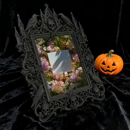 Gothic Dark-style Photo Frame | Witchcraft Supply Shop Altar Decor, Photo Ornament, Wall-mountable & Tabletop, Waterproof Plastic Frame