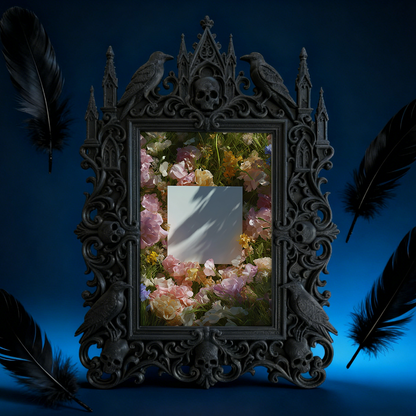 Gothic Dark-style Photo Frame | Witchcraft Supply Shop Altar Decor, Photo Ornament, Wall-mountable & Tabletop, Waterproof Plastic Frame