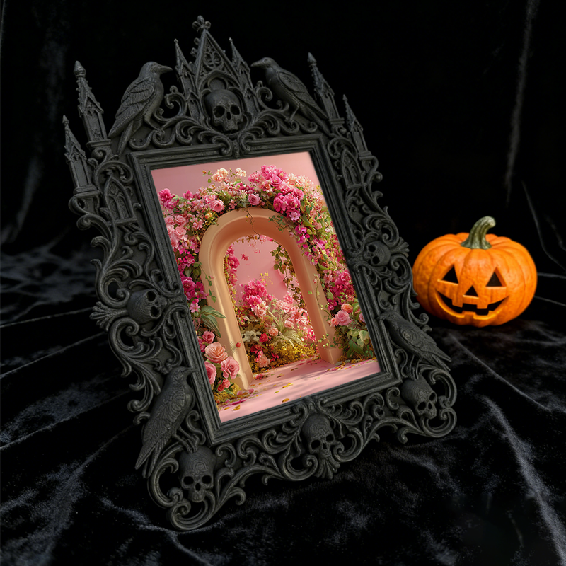 Gothic Dark-style Photo Frame | Horror Game Streamer Background Wall Decor, Photo Ornament, Wall-mountable & Tabletop, Waterproof Plastic Fr
