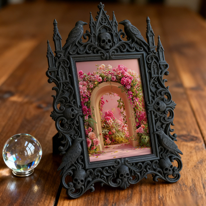 Gothic Dark-style Photo Frame | Horror Game Streamer Background Wall Decor, Photo Ornament, Wall-mountable & Tabletop, Waterproof Plastic Fr