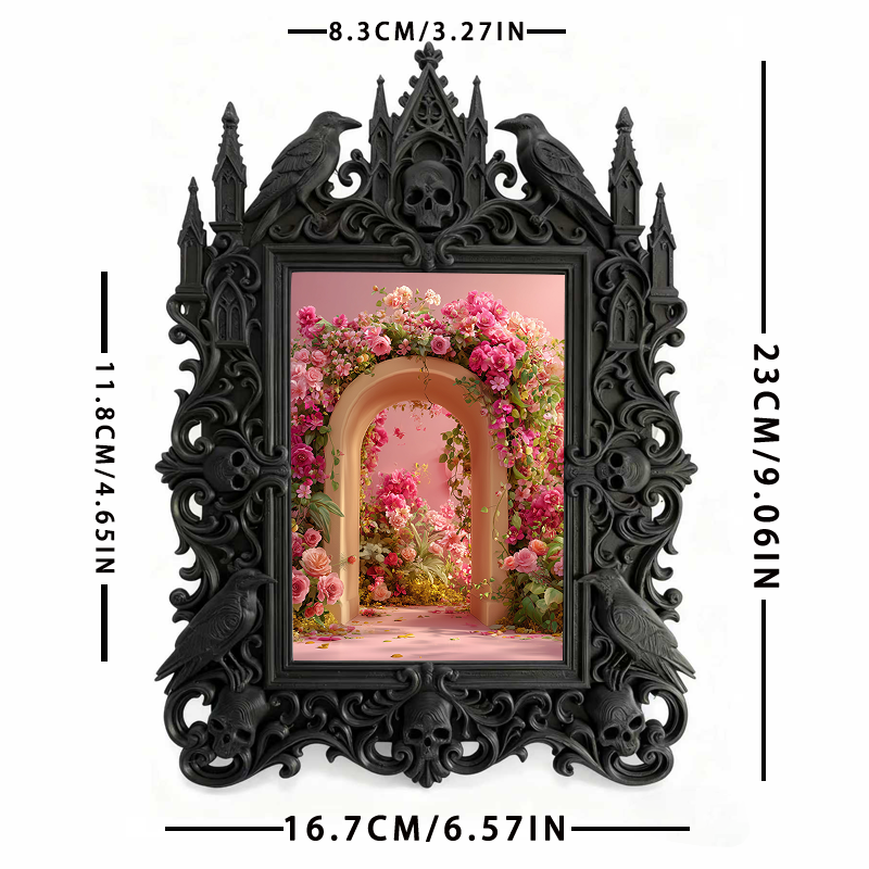 Gothic Dark-style Photo Frame | Horror Game Streamer Background Wall Decor, Photo Ornament, Wall-mountable & Tabletop, Waterproof Plastic Fr