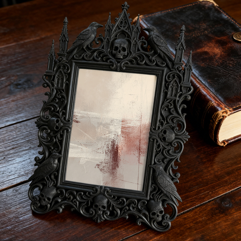 Gothic Dark-style Photo Frame | Gothic Prom Photo Booth Backdrop Decor, Photo Ornament, Wall-mountable & Tabletop, Waterproof Plastic Frame