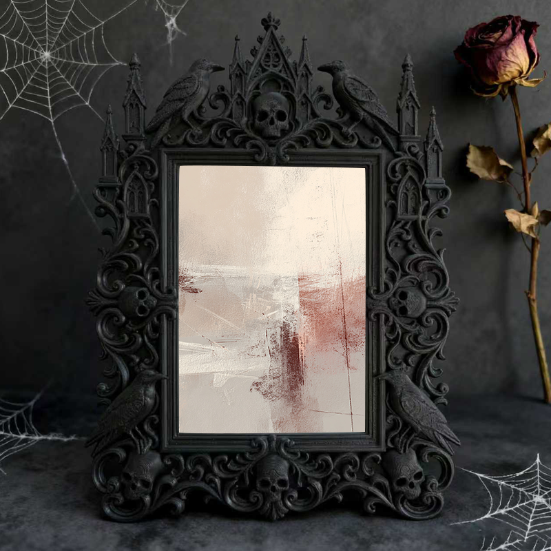 Gothic Dark-style Photo Frame | Gothic Prom Photo Booth Backdrop Decor, Photo Ornament, Wall-mountable & Tabletop, Waterproof Plastic Frame