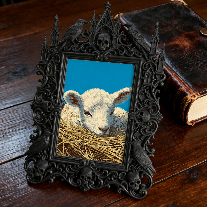 Gothic Dark-style Photo Frame | Gothic Baby Nursery Dark Fairy Tale Decor, Photo Ornament, Wall-mountable & Tabletop, Waterproof Plastic Fra