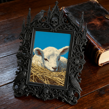 Gothic Dark-style Photo Frame | Gothic Baby Nursery Dark Fairy Tale Decor, Photo Ornament, Wall-mountable & Tabletop, Waterproof Plastic Fra