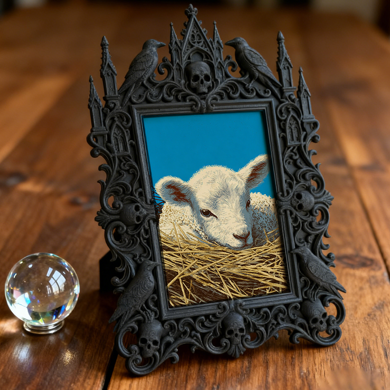 Gothic Dark-style Photo Frame | Gothic Baby Nursery Dark Fairy Tale Decor, Photo Ornament, Wall-mountable & Tabletop, Waterproof Plastic Fra