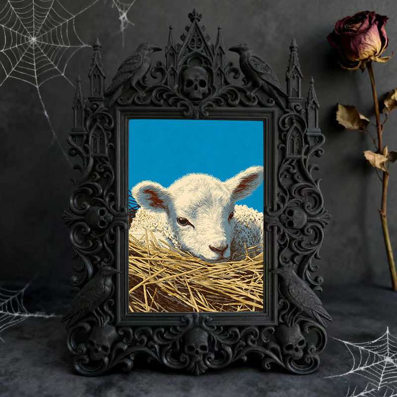 Gothic Dark-style Photo Frame | Gothic Baby Nursery Dark Fairy Tale Decor, Photo Ornament, Wall-mountable & Tabletop, Waterproof Plastic Fra