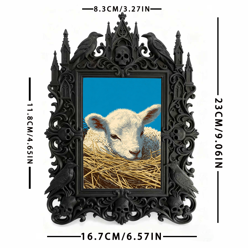 Gothic Dark-style Photo Frame | Gothic Baby Nursery Dark Fairy Tale Decor, Photo Ornament, Wall-mountable & Tabletop, Waterproof Plastic Fra