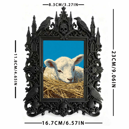 Gothic Dark-style Photo Frame | Gothic Baby Nursery Dark Fairy Tale Decor, Photo Ornament, Wall-mountable & Tabletop, Waterproof Plastic Fra