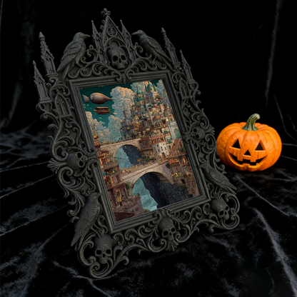 Gothic Dark-style Photo Frame | Horror Convention Vendor Booth Decor, Photo Ornament, Wall-mountable & Tabletop, Waterproof Plastic Frame