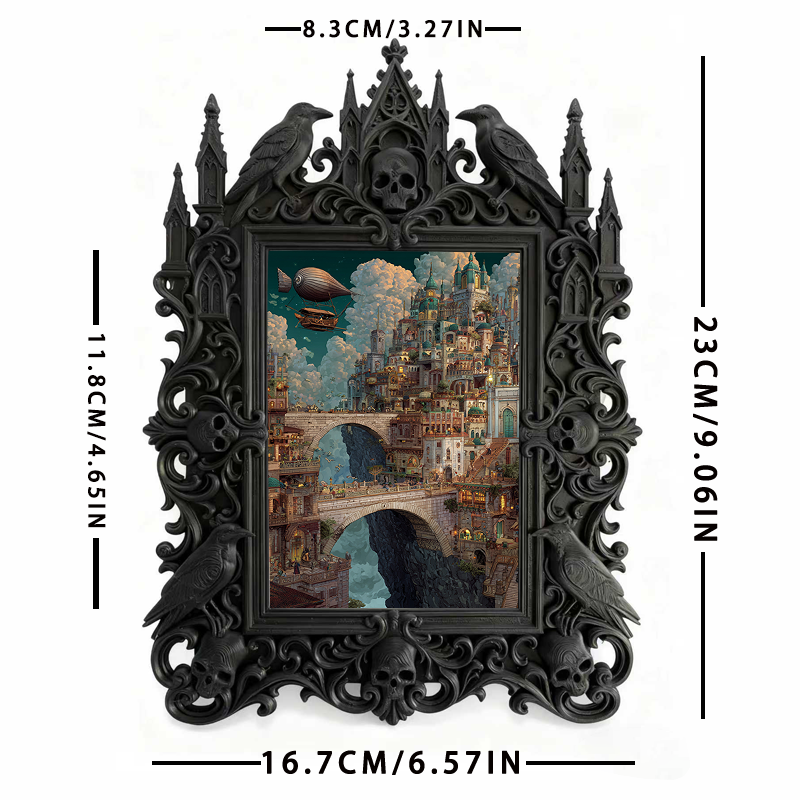 Gothic Dark-style Photo Frame | Horror Convention Vendor Booth Decor, Photo Ornament, Wall-mountable & Tabletop, Waterproof Plastic Frame